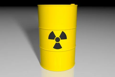 Barrel with radioactive waste. 3D render. Stock-Illustration