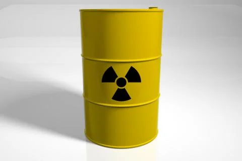 Barrel with radioactive waste. 3D render. Stock Illustration