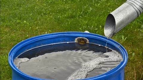 Barrel rain drain pipe Stock Footage 85096313