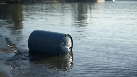 Barrel in river Stock Footage 129300748