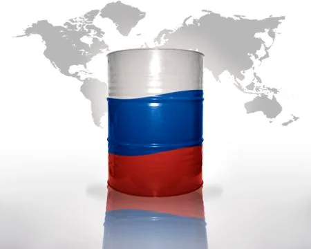 Barrel with russian flag Stock Photos
