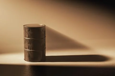 Barrel is sitting on a table in front of a wall Stock Illustration