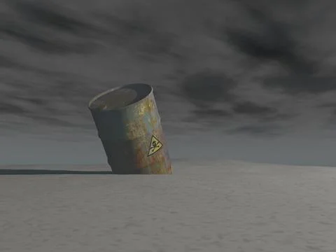 Barrel of toxic material in a desolate landscape イラスト素材