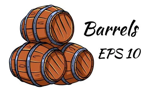 Barrel for wine or beer. Isolated on a white background. Stock Illustration