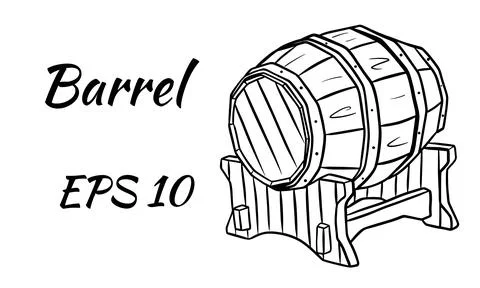 Barrel for wine or beer. Isolated on a white background. Stock Illustration