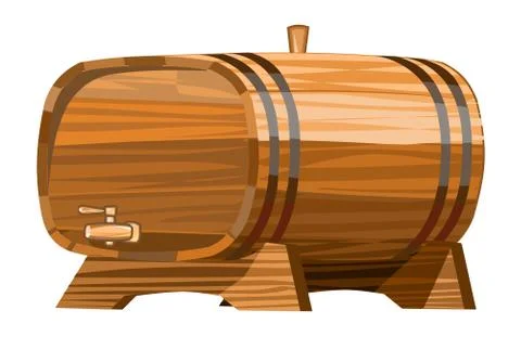 A barrel of wine or beer. Vector. Wooden barrel for alcohol. Isolated object Stock Illustration
