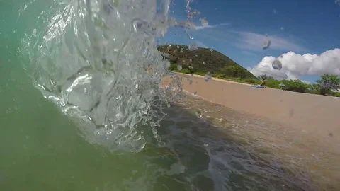 Barreling Backlit Ocean Wave In Slow Motion Stock Footage 83961739
