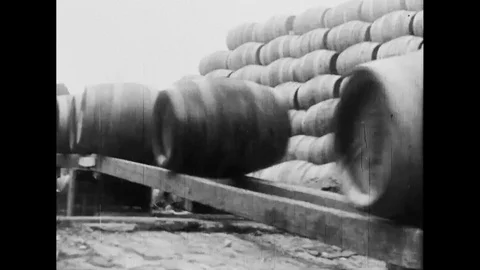 Barrels Of Alcohol Rolling And Being Transported By Truck Stock Footage 125694495