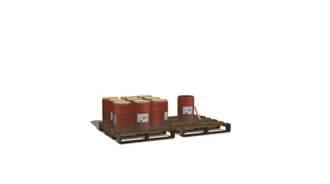 Barrels and Pallets with White Background Stock Footage 23878992