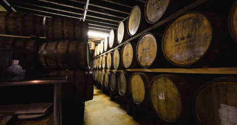 Barrels of Apple Cider in Cider Mill, Mystic Connecticut Alcohol Processing Stock Footage 102392174
