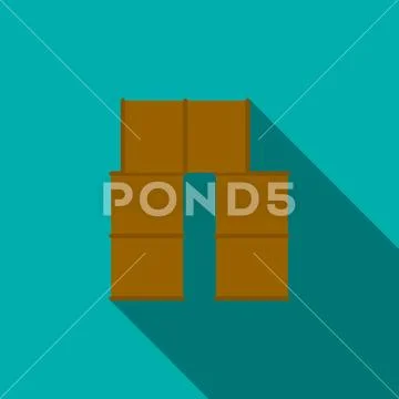Barrels barricade for paintball icon, flat style Stock Illustration