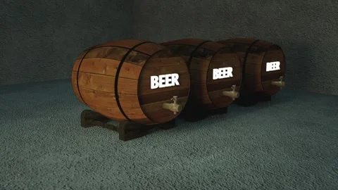 Barrels of beer Stock Footage 101596471