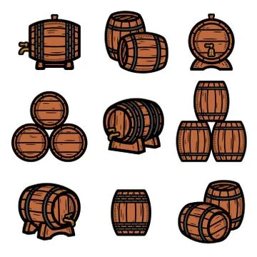 Barrels collection set. Collection icon barrels. Vector Stock Illustration