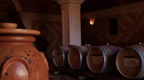Barrels containing Wines Stock Footage 35438352