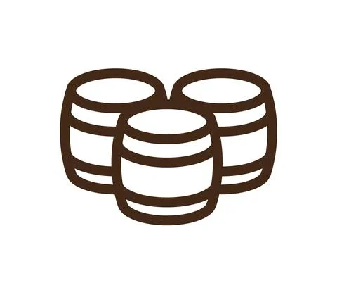 Barrels in a group drawing linear logo icon Stock Illustration