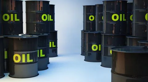 Barrels for oil background. 3D render Stock Illustration