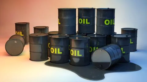 Barrels for oil background. 3D render Stock Illustration