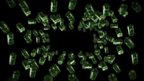 Barrels of oil falling on dark backgrounds and business trading commodity market 스톡 동영상 334031134