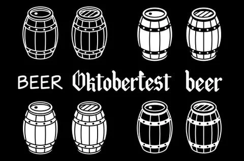 Barrels set. Vector beer oktoberfest wood Stock Illustration