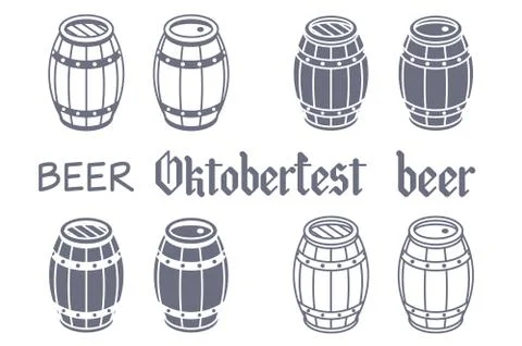 Barrels set. Vector beer oktoberfest wood Stock Illustration
