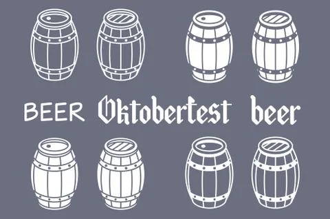 Barrels set. Vector beer oktoberfest wood Stock Illustration