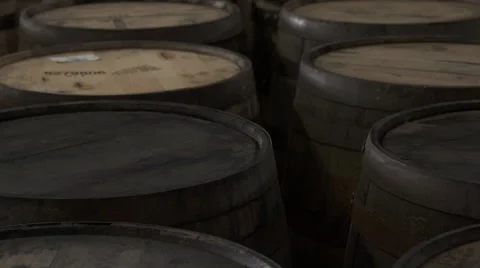 Barrels in storage, Whisky Stock Footage 68148106