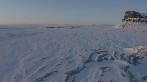 Barren frozen icy landscape captured by drone in Iceland, 4K Video stock 127587341