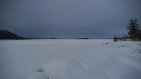 Barren Snow Field Stock Footage 38061754