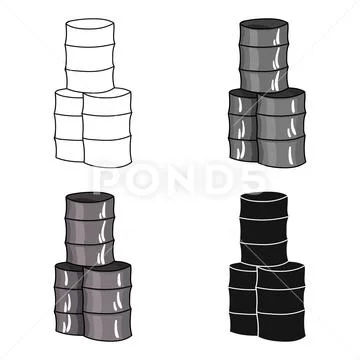 Barricade from barrels icon in cartoon style isolated on white background Stock Illustration