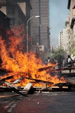 Barricade in a Protest Stock Photos