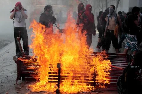 Barricade in a Protest Stock-Fotos