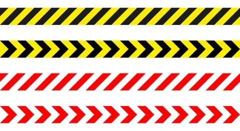 Barricade tape caution warning stripes - set of red white and black yellow tapes 스톡 일러스트