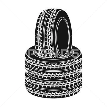 Barricade of tires.Paintball single icon in black style vector symbol stock Stock Illustration