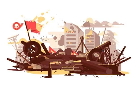 Barricades erected by the demonstrators Stock Illustration