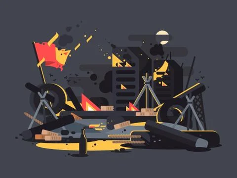 Barricades on fire Stock Illustration