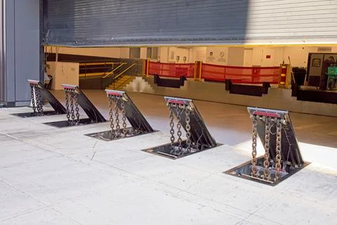 Barricades at loading dock Stock-Fotos