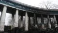 Barricades near Dinamo stadium on the Grushevskogo street in Kiev, Ukraine HD Footage