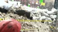 Barricades of snow barrels tyres, revolutionary environment HD Footage
