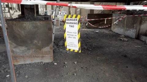 Barricading out a work area to control unauthorised entry Stock Footage 108500342