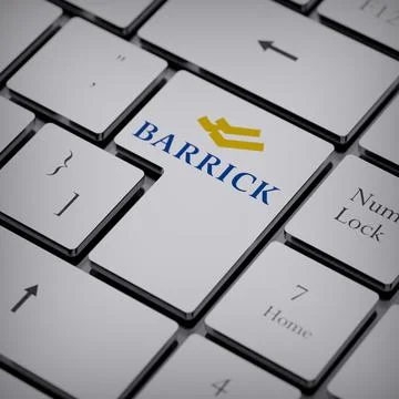 Barrick Gold logo notebook keycap 3d illustration stock market editorial Stock Photos