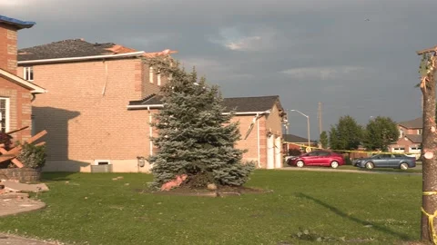 Barrie storm and Tornado destruction in residential area from EF-2 twister 動画素材 157402272