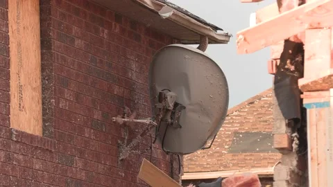 Barrie storm and Tornado destruction in residential area from EF-2 twister Stock Footage 157402422