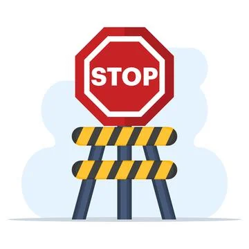Barrier concept with stop sign Stock Illustration