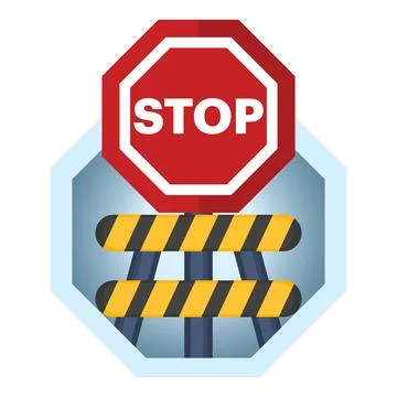 Barrier concept with stop sign Stock Illustration