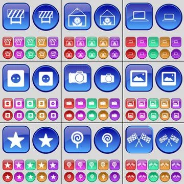 Barrier, Folder, Laptop, Socket, Camera, Window, Star, Lollipop, Colours. A larg Stock Illustration