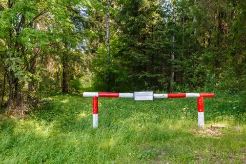 Barrier on the forest road Stock Photos
