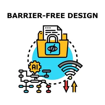 Barrier free design concept for digital accessibility and data security Stock Illustration