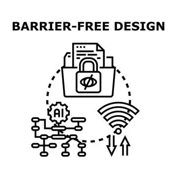Barrier free design concept for digital accessibility and data security Stock Illustration