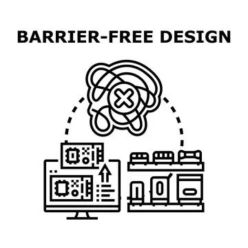 Barrier free design engineering accessibility and inclusive development conce Stock Illustration