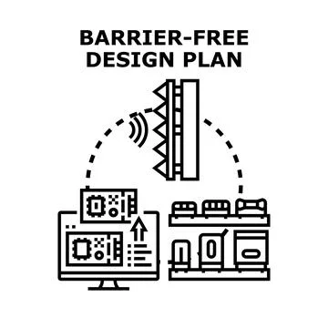 Barrier free design plan creating accessible environments Stock Illustration